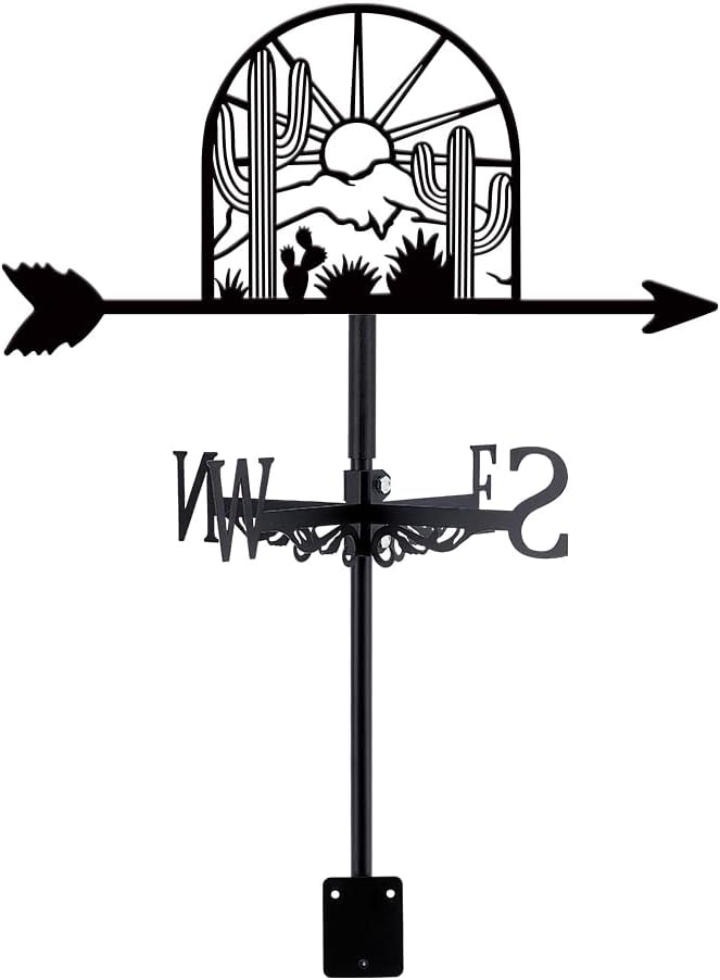 SUPERDANT Western Scene Weather Vane Sun Cactus Wind Vanes for Yard Metal Weathervane Roof Mount for Gardens Outside Black Weathervanes Farmhouse Farm Barn Sheds Patio Decorations - Image 1